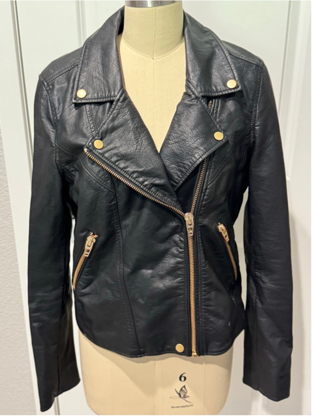 Women's BLANKNYC Black Faux Leather Moto Jacket L